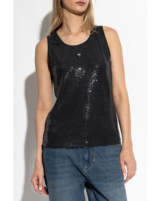 MCM Black Logo-Patch Tank Top