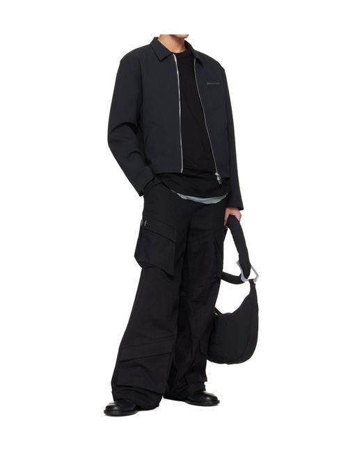 HELIOT EMIL Black Cellulae Belt Loop Workwear Pants for men