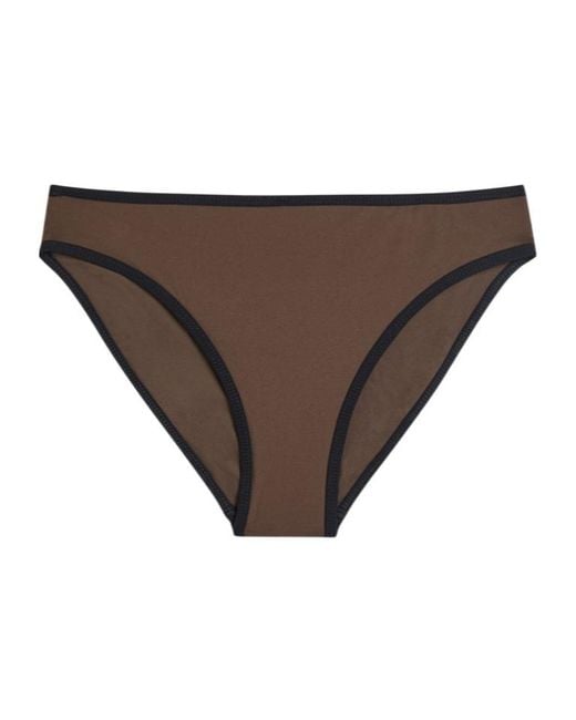 Totême  Brown Contrast-Trim Bikini Briefs