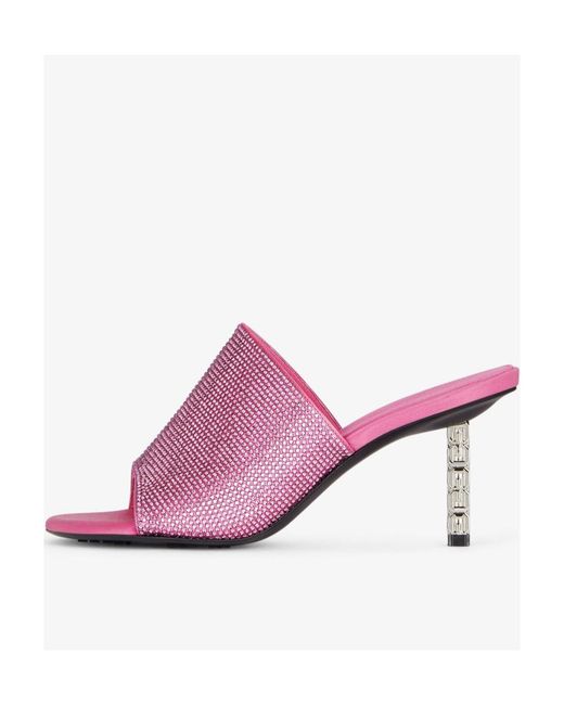 Givenchy Pink All Strass G Cube Mules