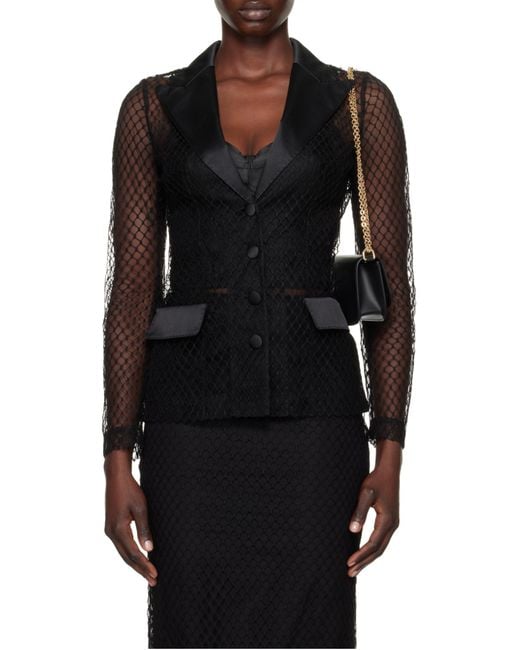 Dolce & Gabbana Black Single-Breasted Mesh Tuxedo Jacket