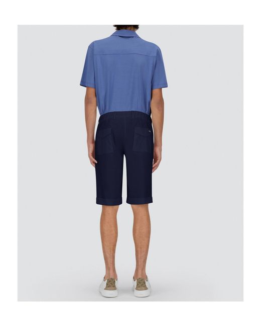 Herno Blue Pleated Drawstring Shorts for men