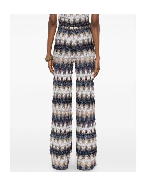 Missoni White Zig Zag-Pattern Trousers