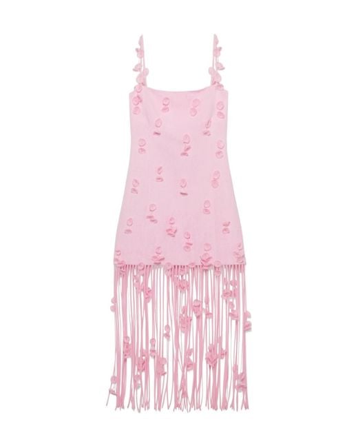 Jonathan Simkhai Pink Juliana Floral Fringed Midi Dress
