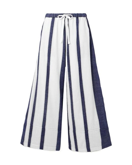 Lemlem Blue Striped Pure Cotton Trousers