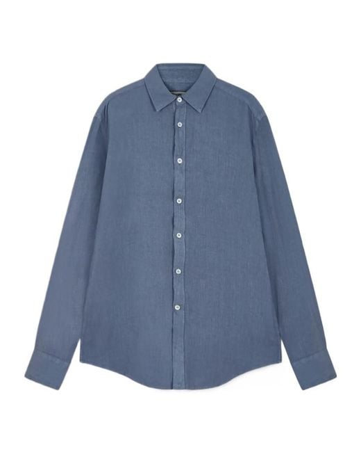 Canali Blue Long-Sleeved Shirt for men