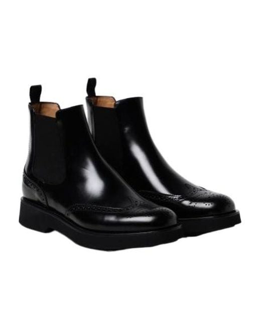 Church's Black Brogue Detailed Ankle Boots