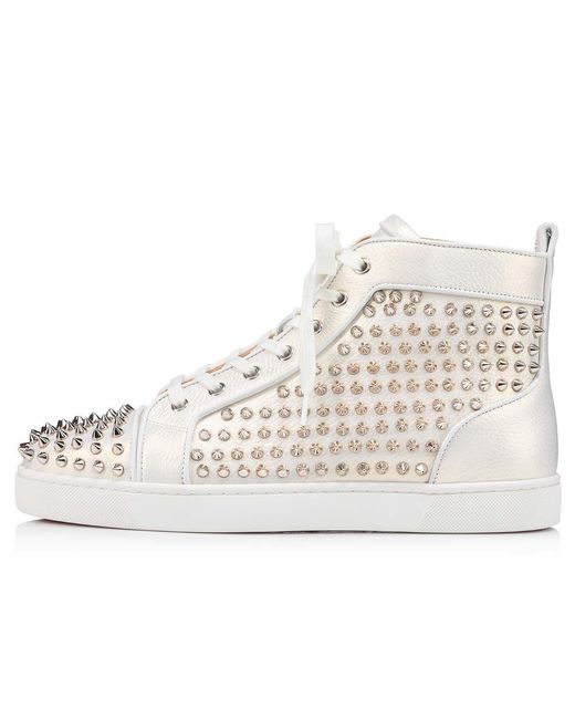 Christian Louboutin Natural Rivet Logo High-Top Casual Sneakers for men