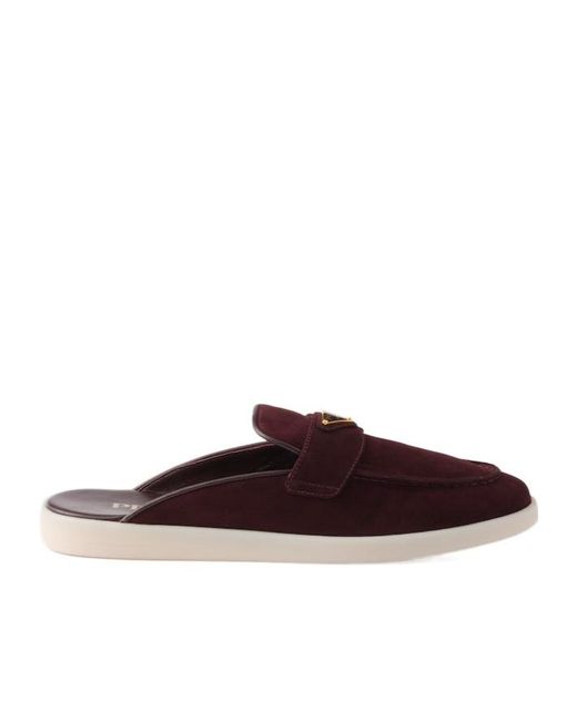 Prada Brown Triangle-Logo Mules