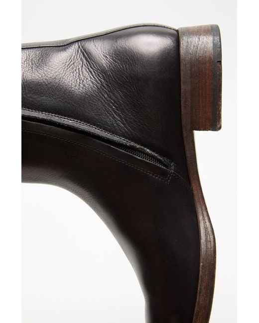 Acne Black Square-Toe Leather Boots for men