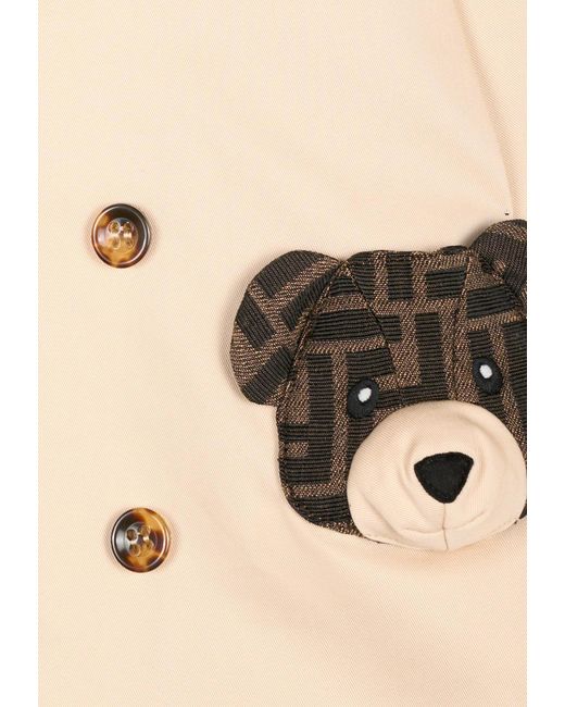 Fendi Natural Button Appliqued Coat
