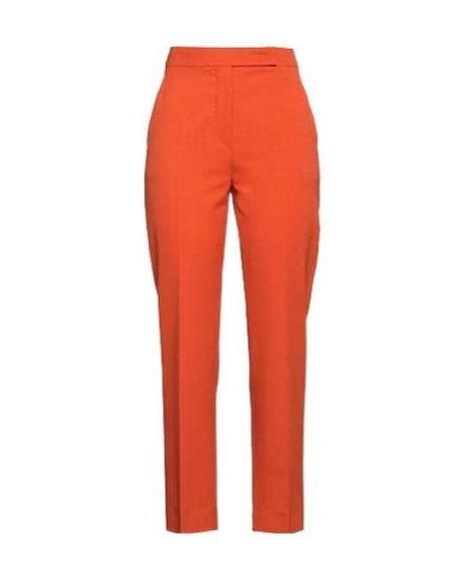 Max Mara Red Simple Solid-Color Wool Pants