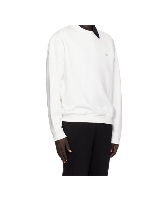 Lacoste White Long-Sleeved Pullover for men