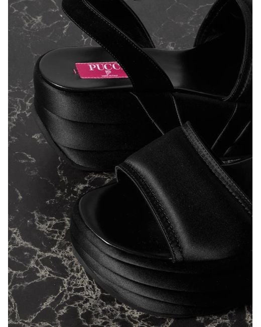 Emilio Pucci Black Pucciami Touch-Strap Platform Sandals
