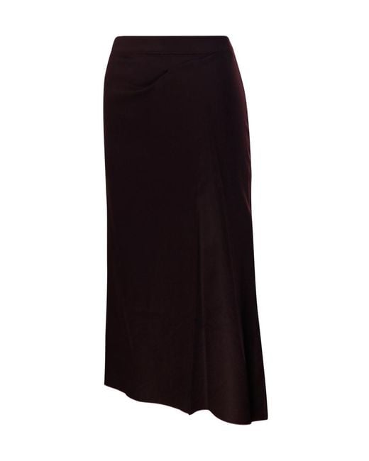Victoria Beckham Black Pleated Midi Skirt