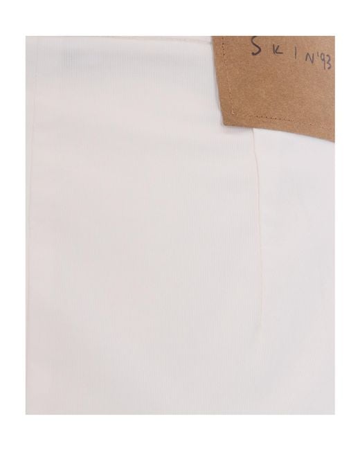 Patrizia Pepe White Back-Slit Midi Skirt