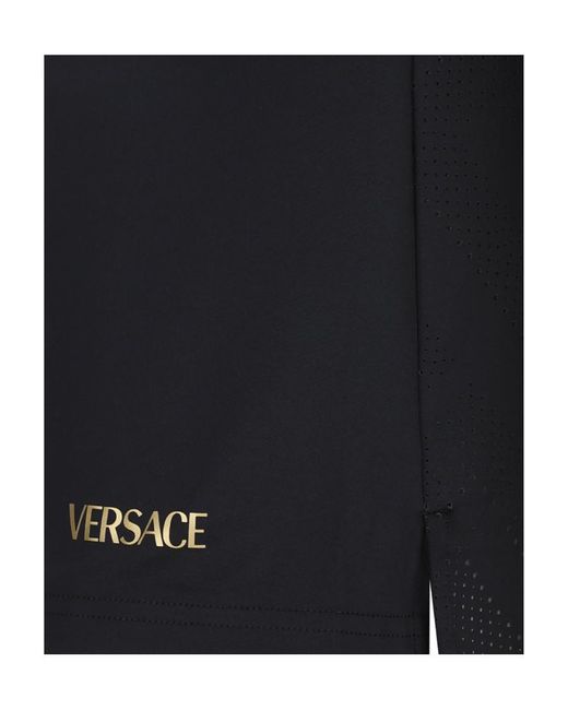 Versace Black La Greca-Print Short-Sleeve T-Shirt for men