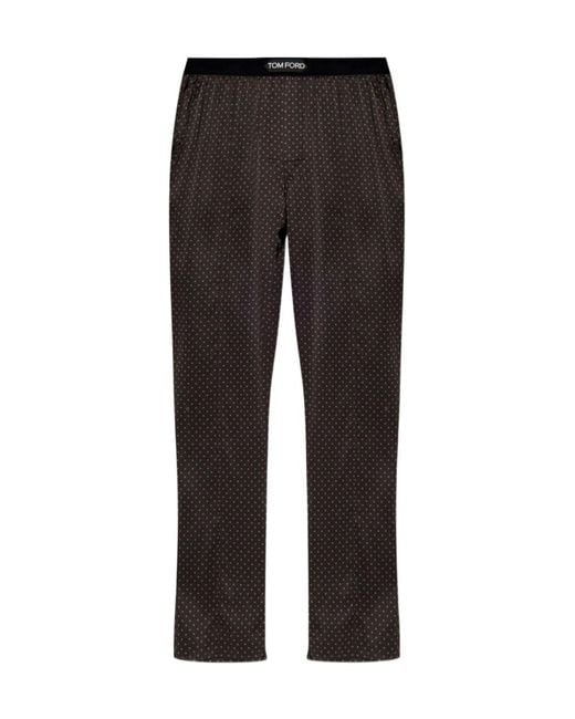 Tom Ford Black Polka-Dot Pattern Pyjama Pants for men