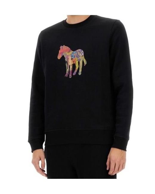 Paul Smith Black Ps Paul Smith Zebra Printed Crewneck Sweatshirt for men