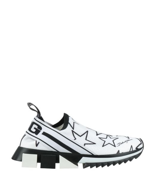 Dolce & Gabbana White Two-Tone Knit Sock Sneakers