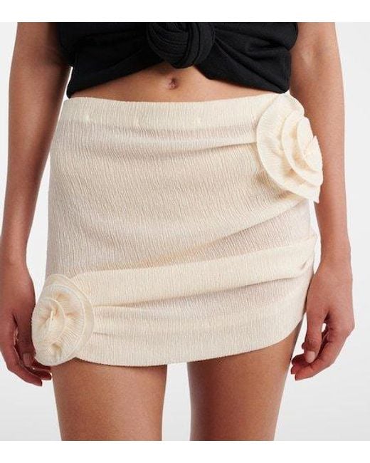 Magda Butrym Natural Floral-Appliqué Crêpe Miniskirt