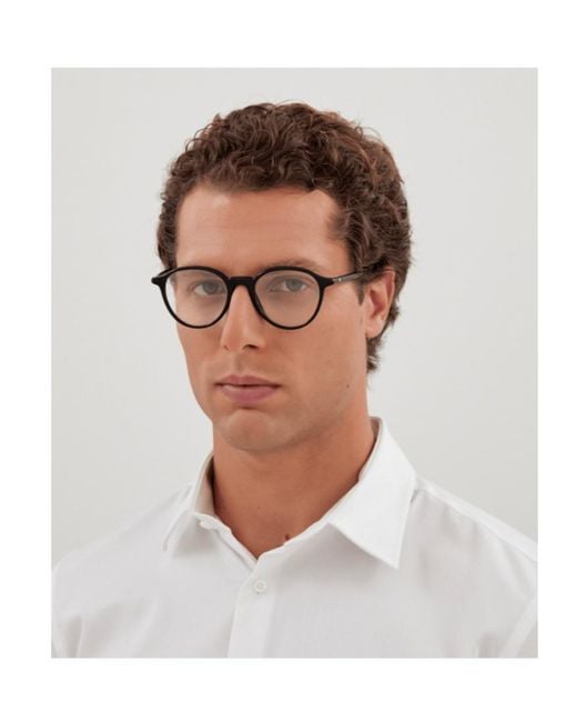 Montblanc White Eyewear Round Frame Glasses for men