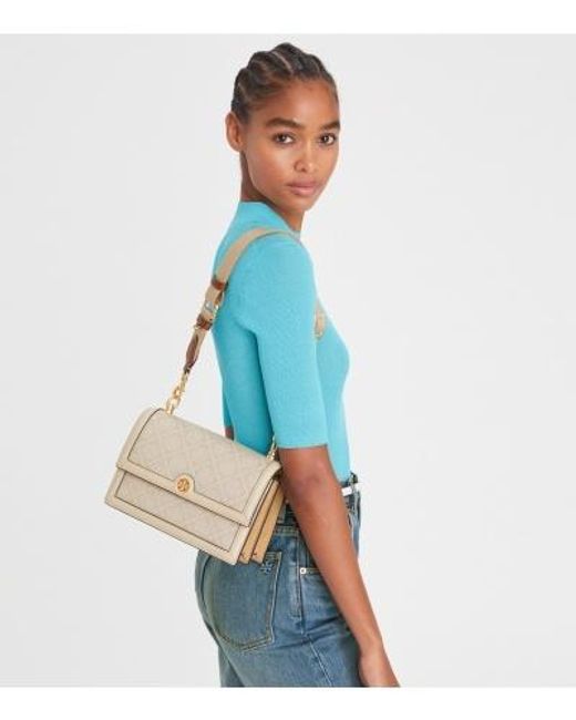 Tory Burch Natural T Monogram Small Shoulder Bag