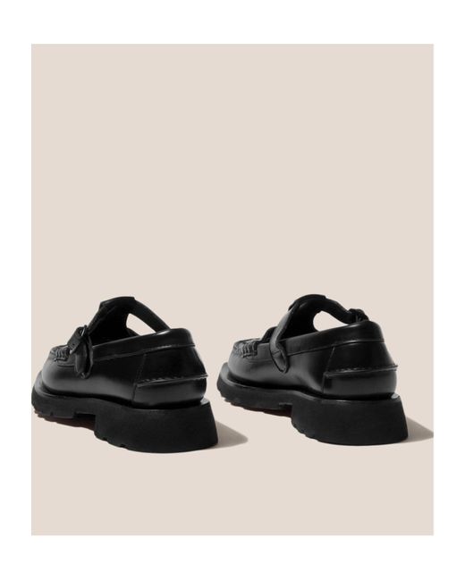 Hereu Black Tread Sole T-Bar Loafer