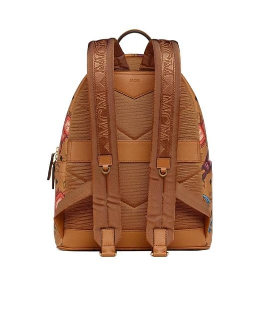 MCM Orange Stark Vi Printed Backpack for men