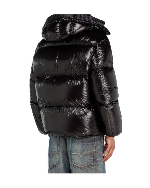 DIESEL Black Down Puffer Jacket With Detachable Hood for men