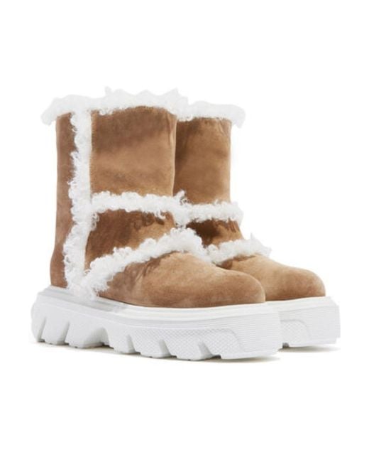 Casadei White Dolomiti Marica Faux-Fur Detailed Boots