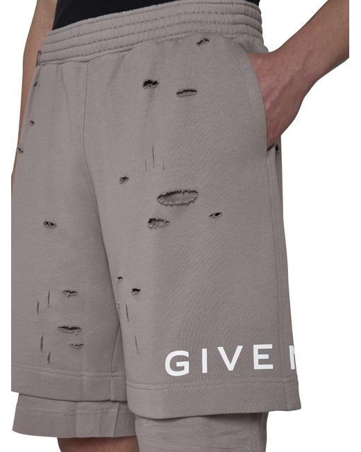 Givenchy Gray Destroyed Effect Bermuda Shorts for men