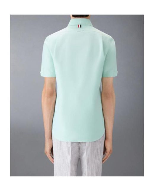 Thom Browne Blue Patch-Pocket Short-Sleeve Shirt for men