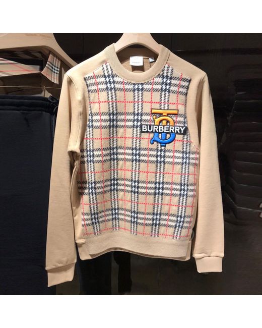 Burberry Multicolor Monogram-Motif Check-Panel Sweatshirt for men