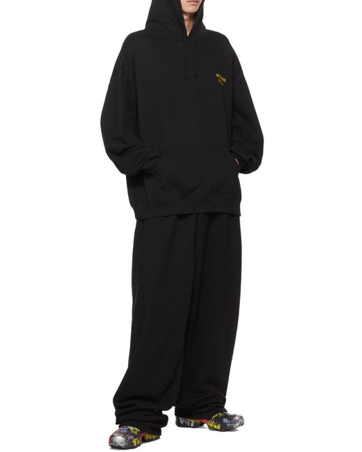 Vetements Black Embroidered Logo Hoodie for men