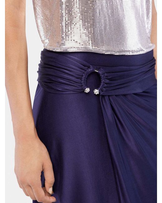 Rabanne Blue Rabanne Midi Piercing Jersey Skirt