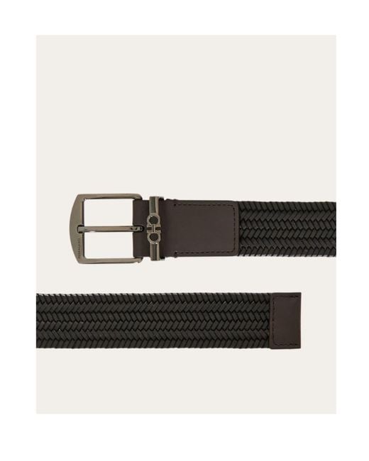 Ferragamo White Woven Belt for men