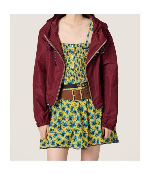 Miu Miu Red Technical Hooded Jacket