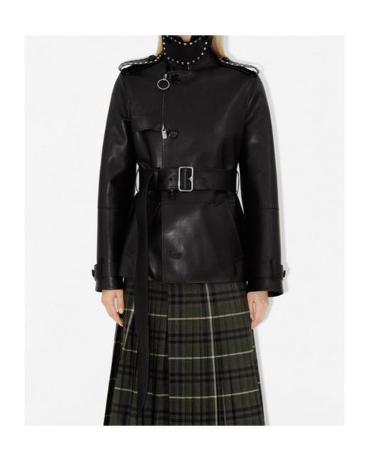 Burberry Black Belted Collared Trench Jacket