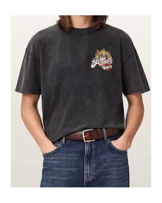 AllSaints Black Roque Graphic-Print T-Shirt for men