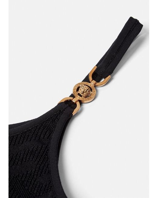 Versace Black Medusa Plaque Cropped Knitted Top