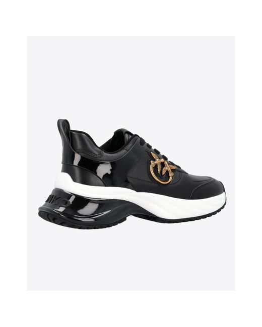 Pinko Black Logo Plaque Round Toe Sneakers