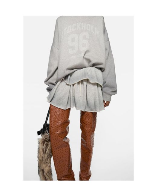 Acne White Drawstring Mini Skirt
