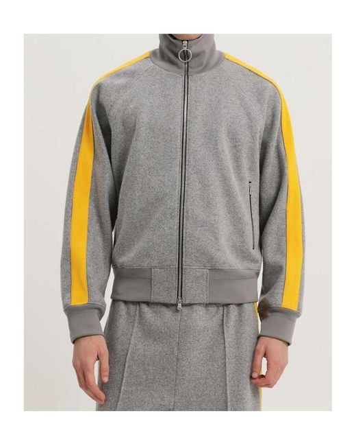 1989 STUDIO Gray Contrast Trim Zip-Up Coat for men