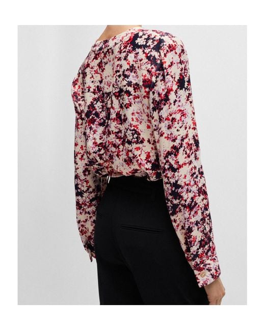 Boss Pink Floral-Print Satin Shirt