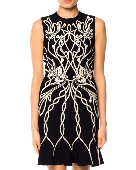 McQueen Black Embroidered Dress