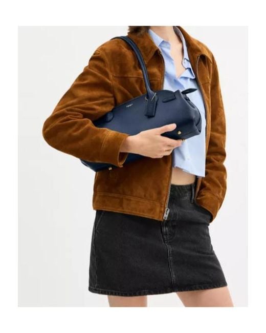 COACH Blue Empire 34 Logo Printed Shoulder Bag