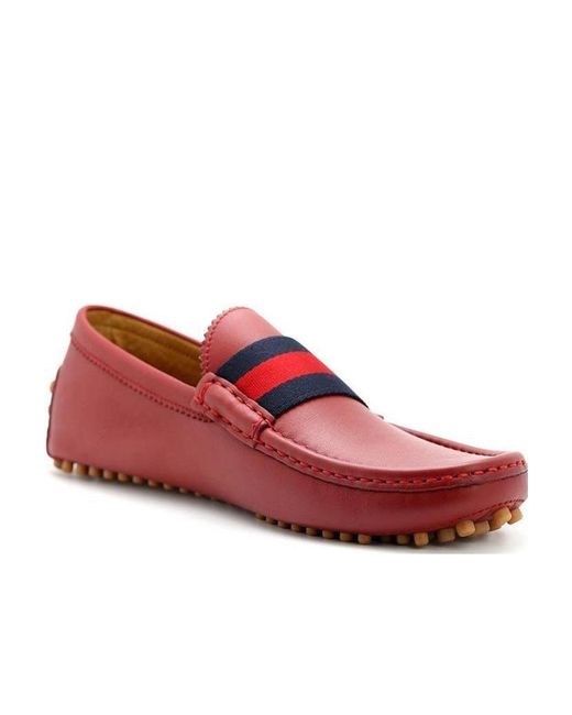 Gucci Red Stripe Detailed Slip-On Driving Loafers for men