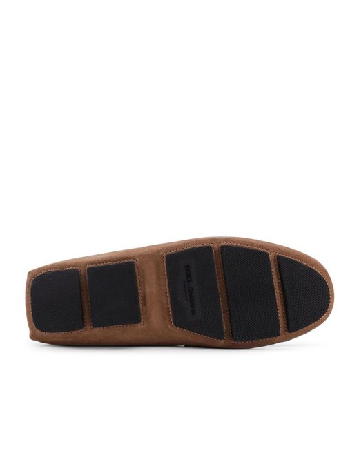 Dolce & Gabbana Brown Logo Plaque Round-Toe Loafers for men