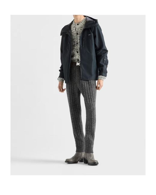 Prada Blue Zip-Up Hooded Jacket for men